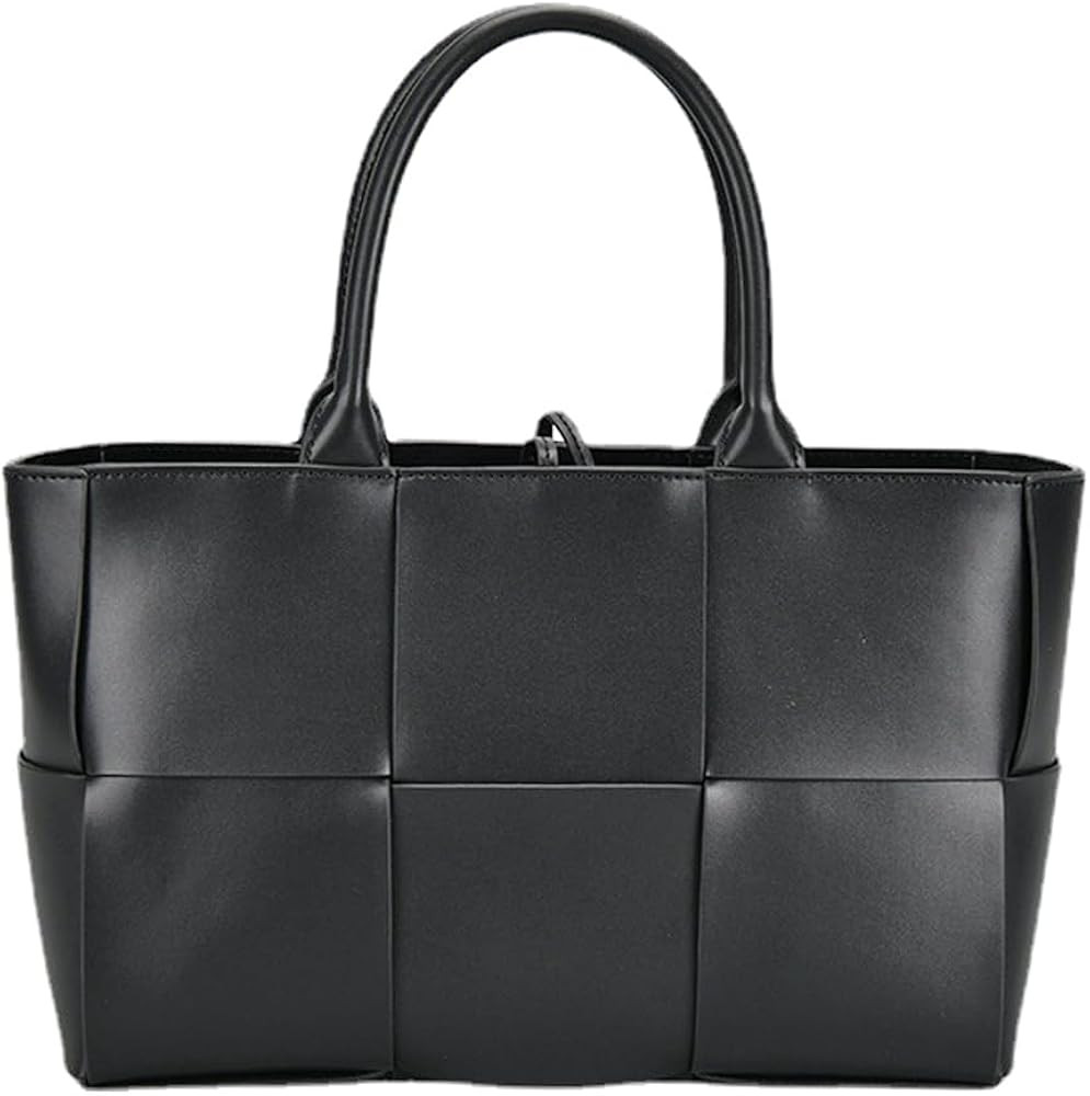 Women Leather Woven Shoulder Bag,Ladies Top Handle Satchel Tote Work Bag with Matching Clutch | Amazon (US)