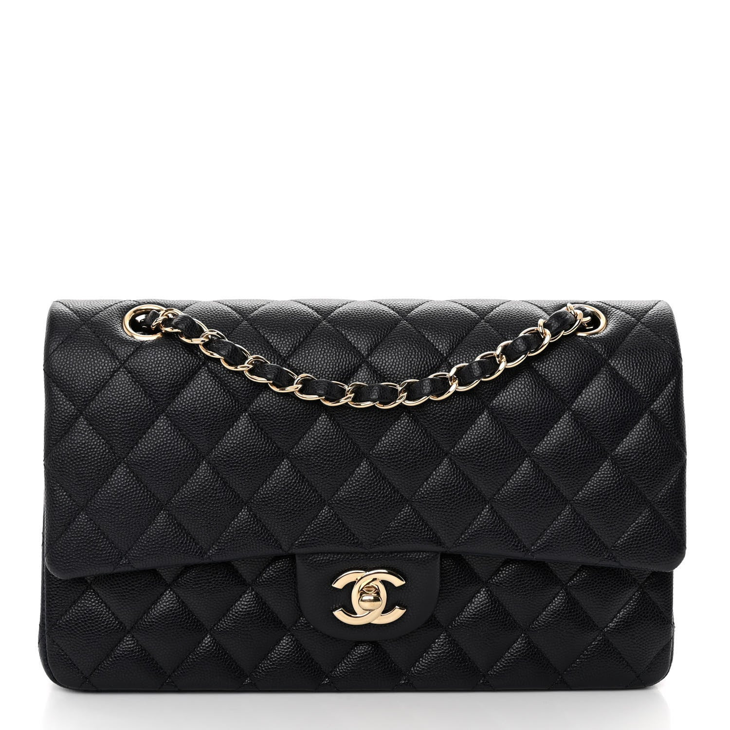 Caviar Quilted Medium Double Flap Navy | FASHIONPHILE (US)