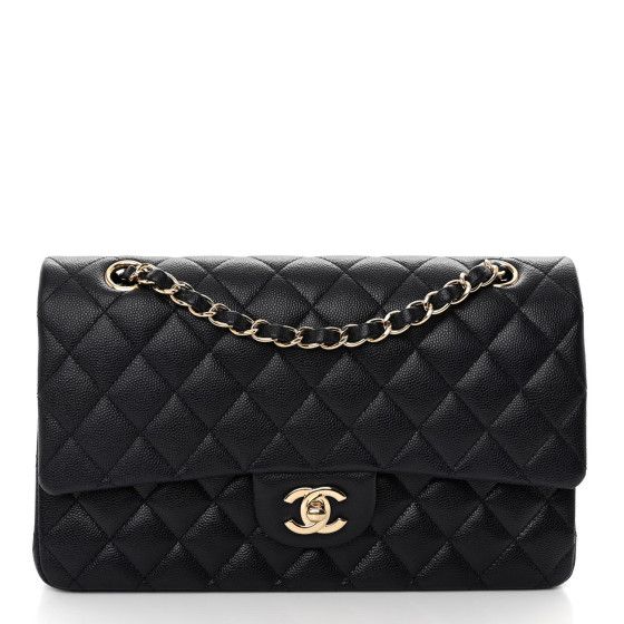 Caviar Quilted Medium Double Flap Navy | FASHIONPHILE (US)