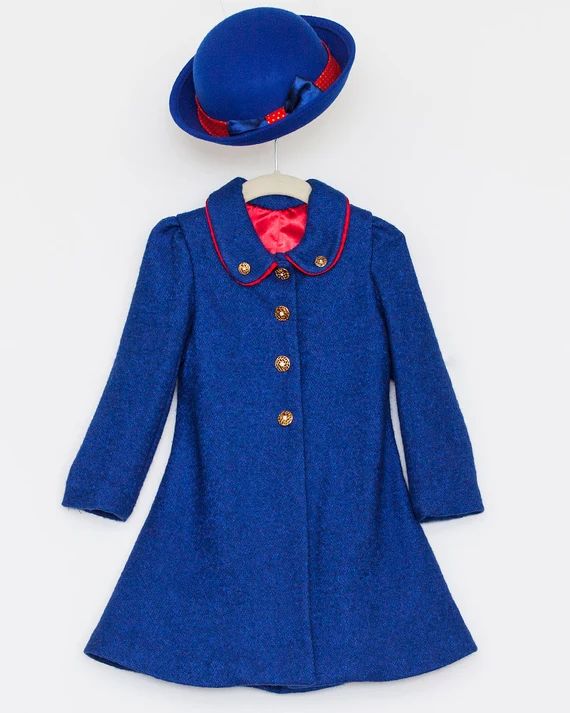 Girls 1950's Inspired Cosy Wool Coat and Hat - Etsy | Etsy (US)