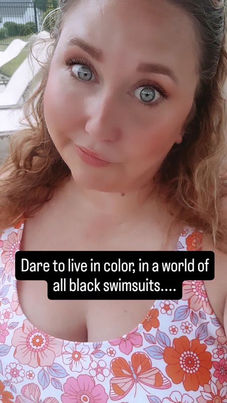 I've always been told "get the black swimsuit it will be more slimming"It's also super depressing and hot. No thanks. Dare to live in color. And stop caring what other ppl have to say about what you wear or how you look!I love this swimsuit. It's great! and has a built in skirt that is cute and retro #plussize #midsize #swimsuit #swimbody #summer #livinglargeinlilly #positivity #LiveInColor #makenoexcuses 

#LTKSwim #LTKPlusSize #LTKFindsUnder50