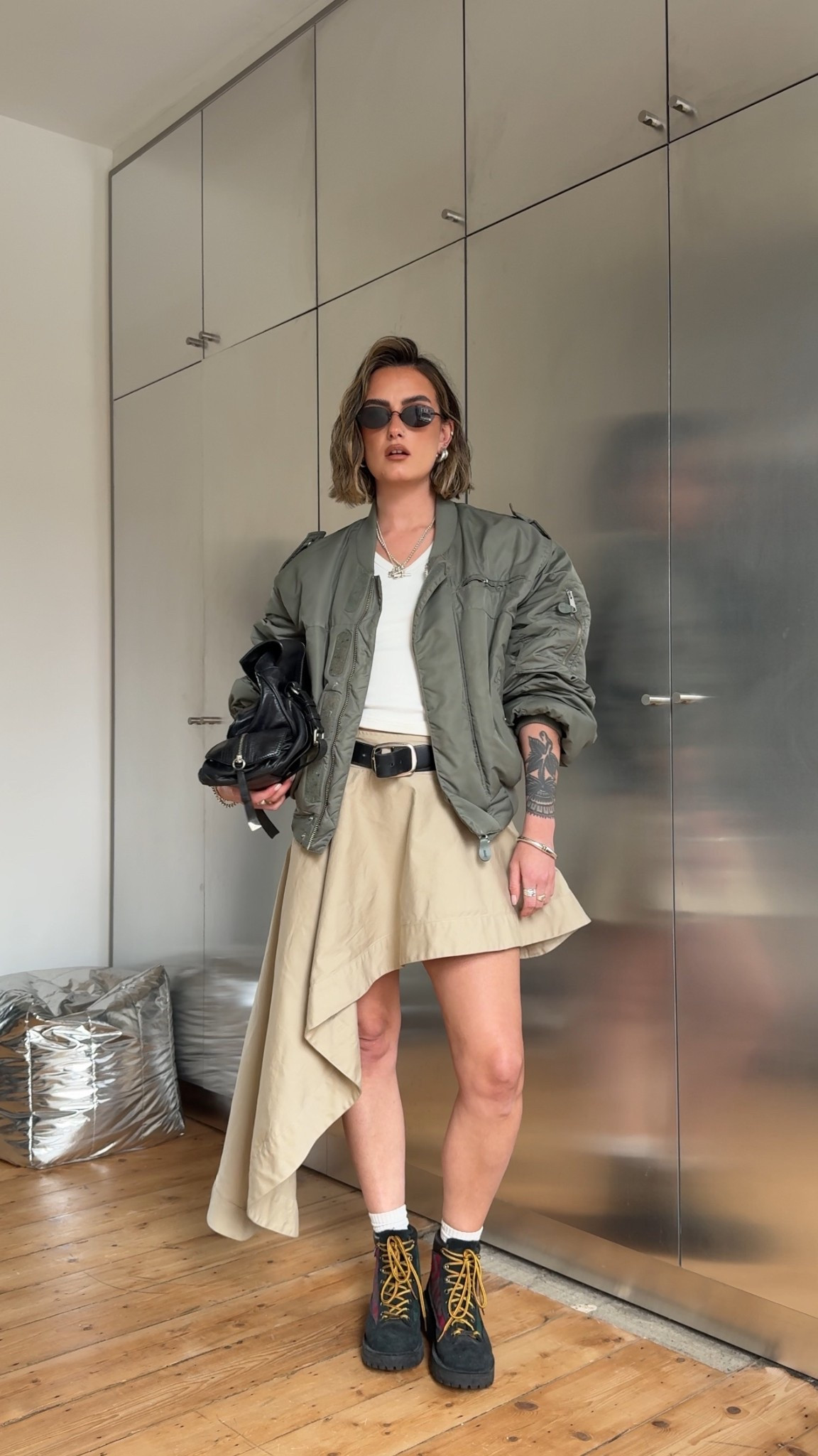 Bomber jacket, beige skirt, asymmetric skirt, Uniqlo, Topshop, Uniqlo bra top

#LTKspring #LTKuk #LTKsummer
