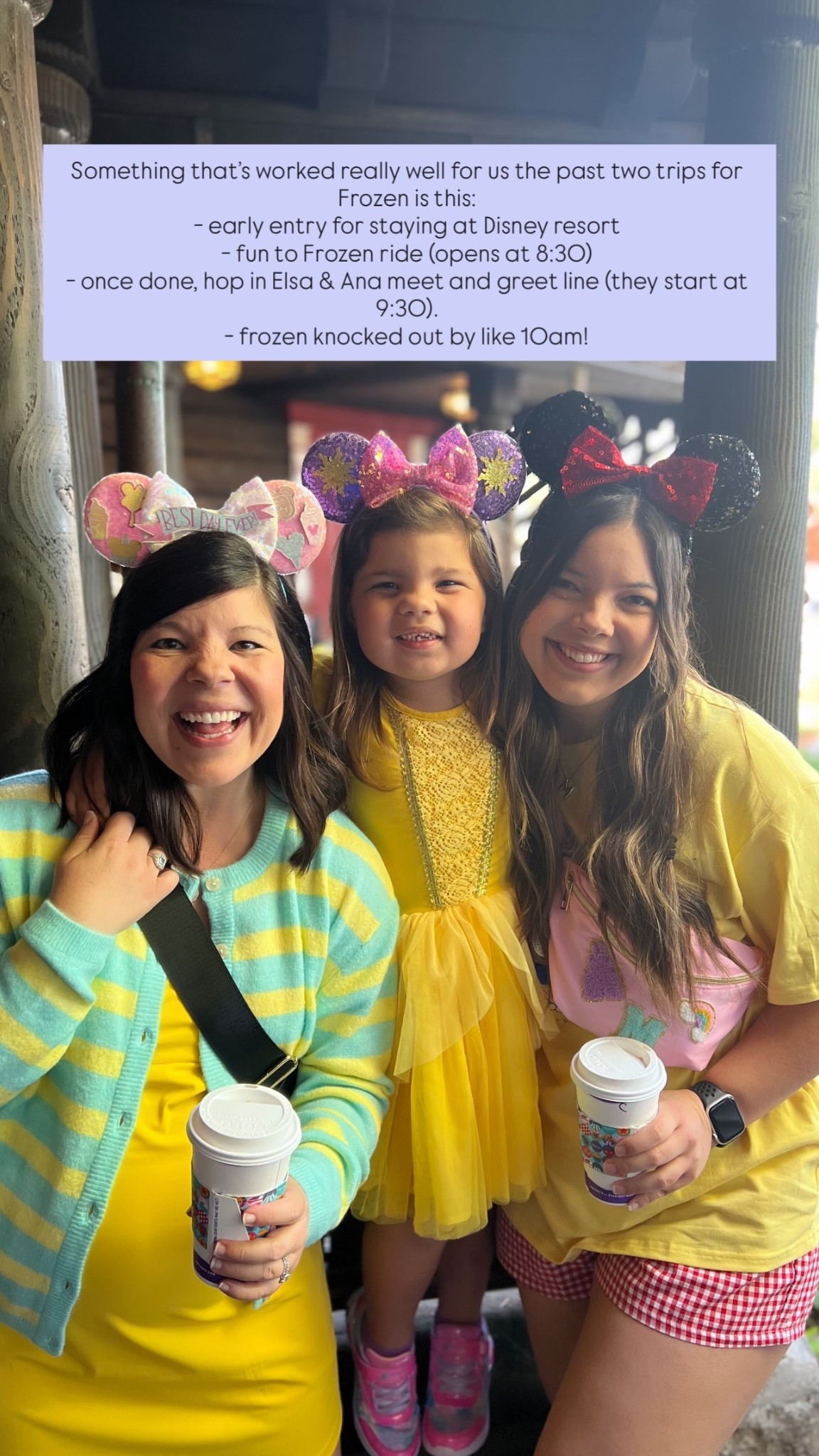 Something that’s worked really well for us the past two trips for Frozen is this:
- early entry for staying at Disney resort
- fun to Frozen ride (opens at 8:30)
- once done, hop in Elsa & Ana meet and greet line (they start at 9:30). 
- frozen knocked out by like 10am!