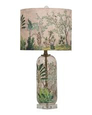 25.25in Printed Linen Shade Crystal Base Table Lamp | TJ Maxx