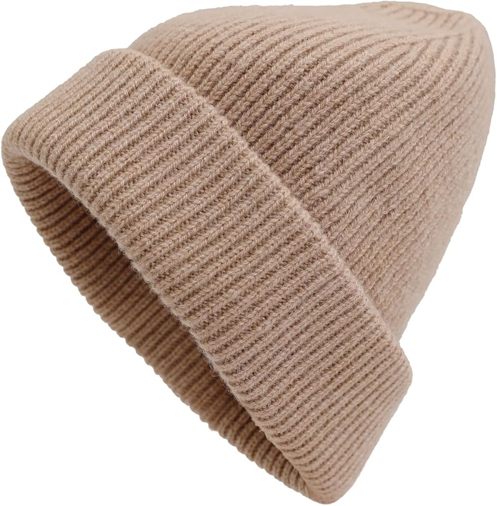 100% Merino Wool Beanie Hat for Men and Women, Unisex Thermal Winter Hat, One Size Cuffed Knit Ri... | Amazon (US)