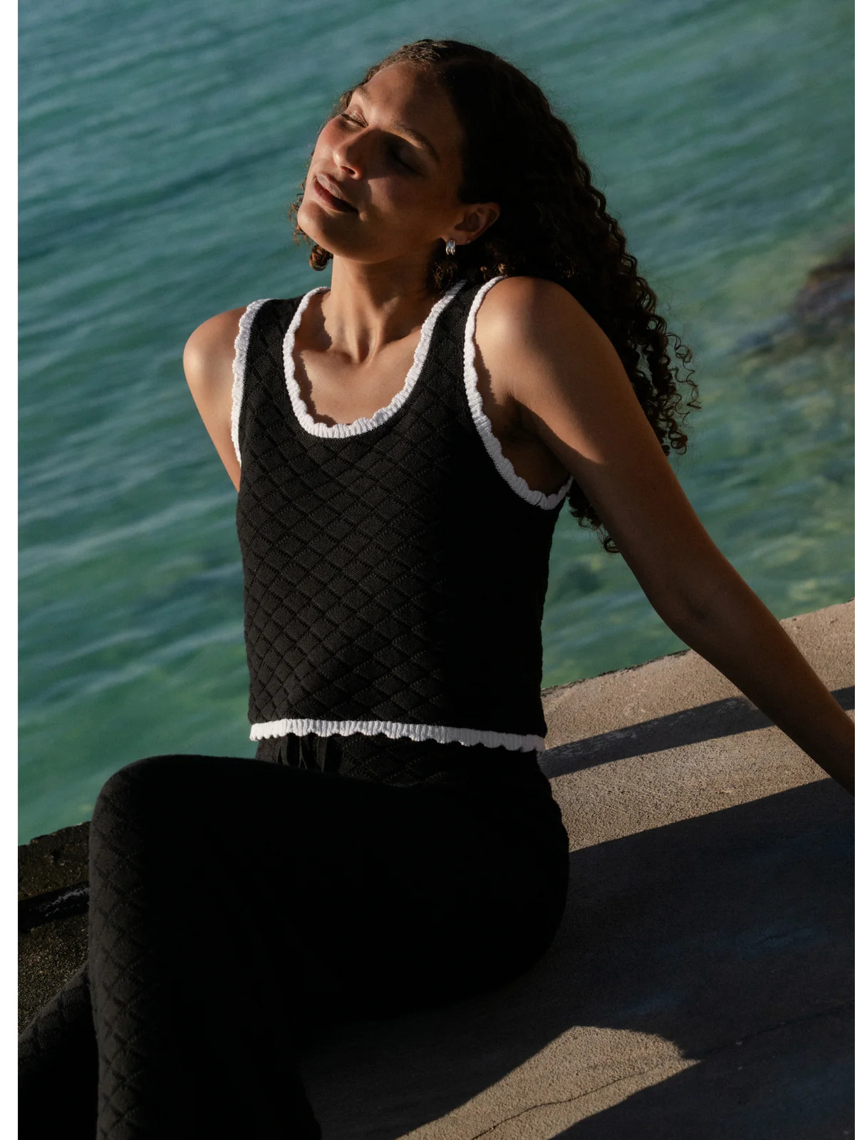 TEDDY DIAMOND KNIT CONTRAST CAMI | French Connection (US)