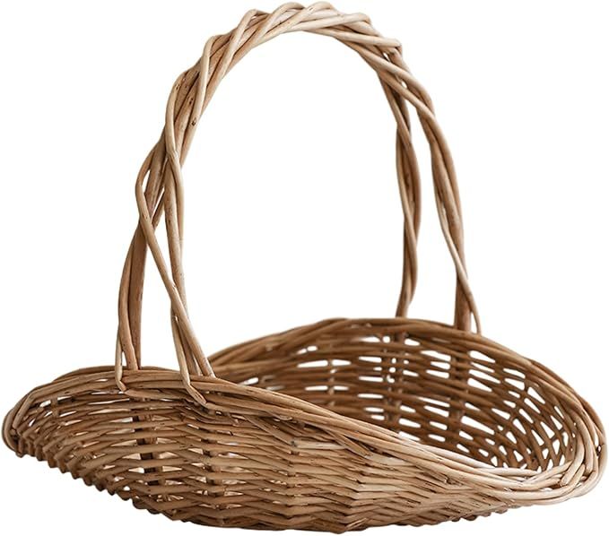 Wicker Picnic Basket Harvest Basket with Handle Portable Flower Gathering Basket Woven Wicker Bas... | Amazon (US)