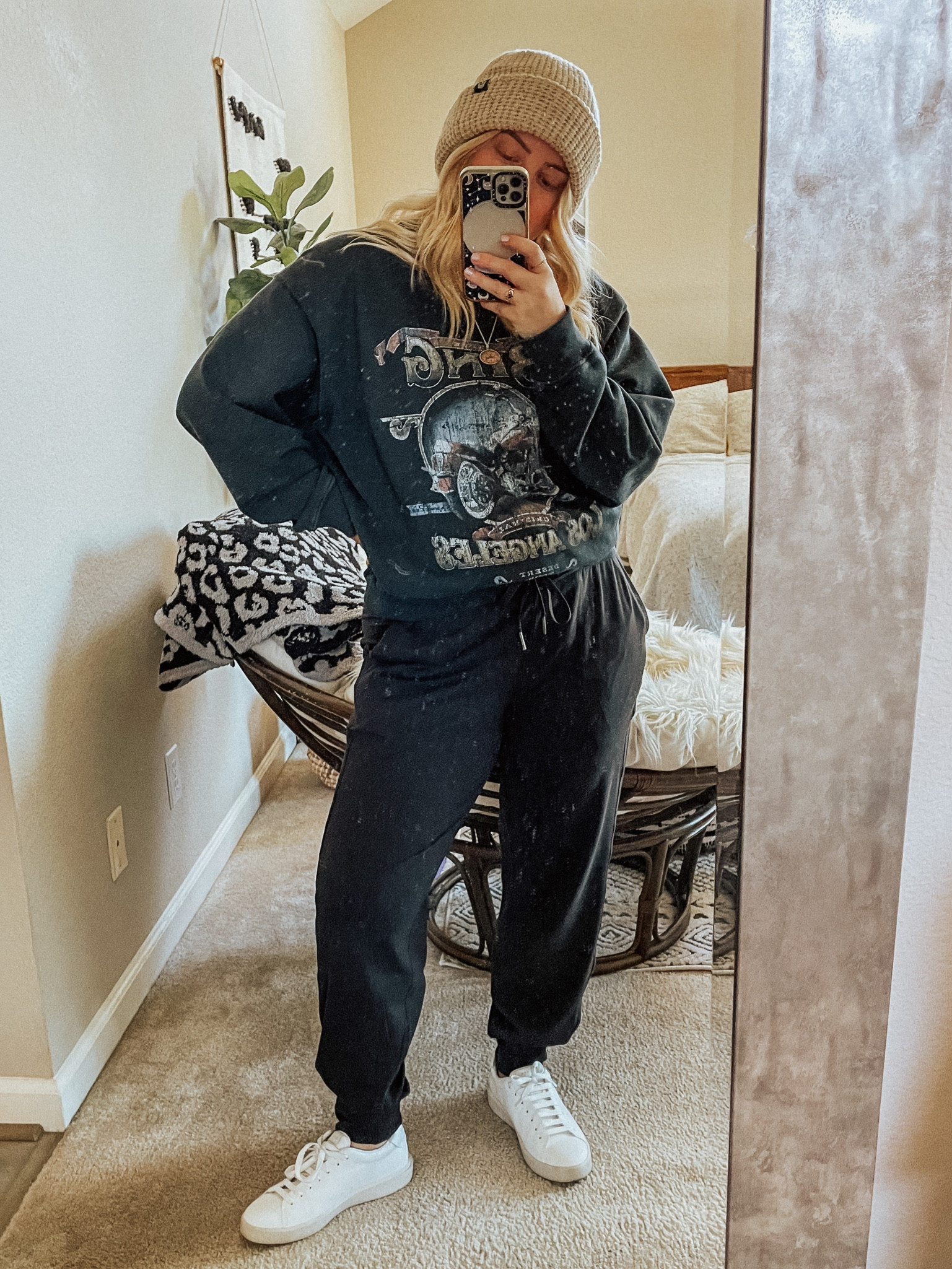 Comfy pregnancy outfit ✨ lululemon jogger, knit beanie, white sneaker tennis shoe, anine bing sweatshirt 

#LTKunder100 #LTKstyletip #LTKbump