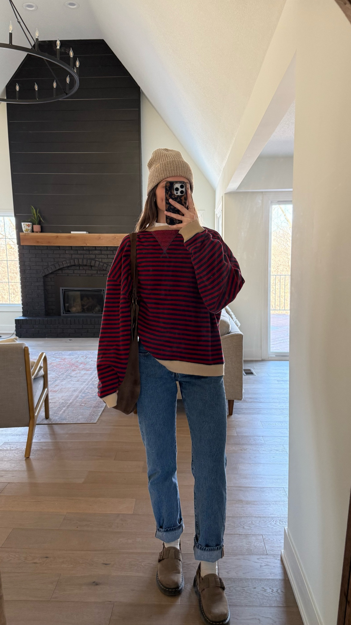 wearing a small in crewneck, one of my faves, fits oversized and lots of color options! jeans are tts and layering top is old fp so linked similar! 
Dr martens, so comfy and tts

Winter outfit 

#LTKSeasonal