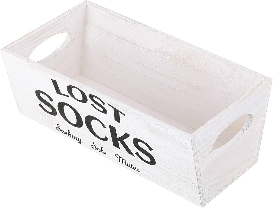 Blulu Lost Socks Basket Sign Farmhouse Laundry Room Decor and Accessories Lost Socks Bin Hanging ... | Amazon (US)