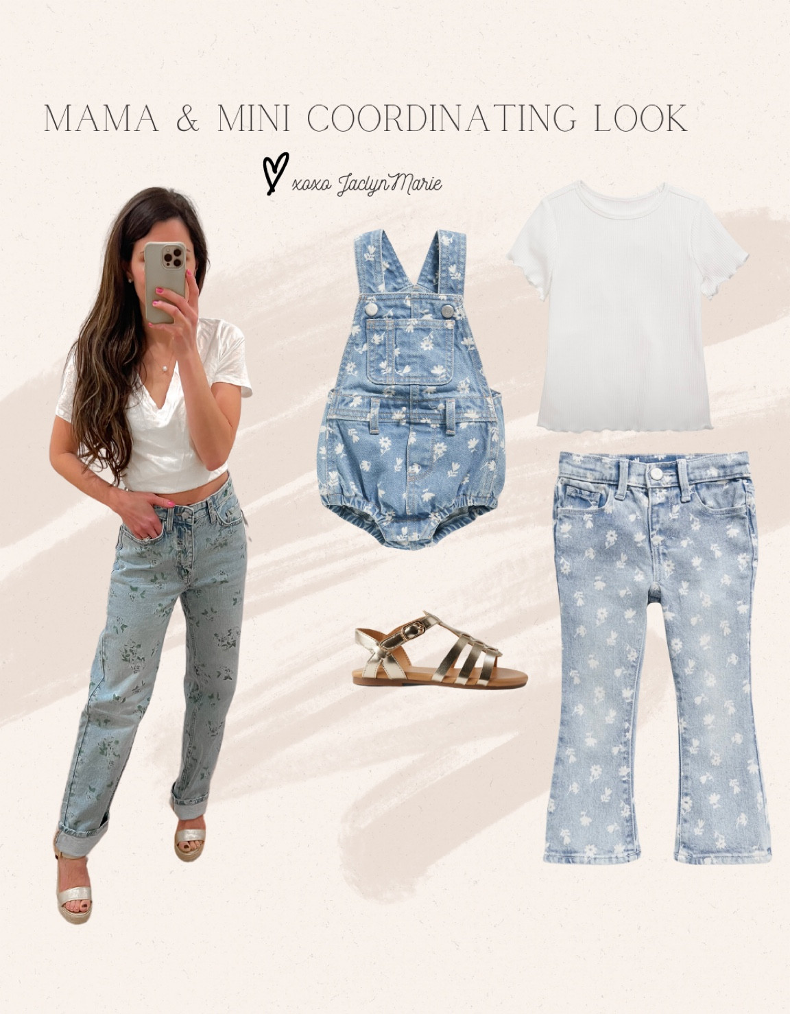 Spring outfit ; floral jeans ; flower jeans ; mom and daughter matching outfit ; mama and mini matching ; casual spring style ; 90s relaxed jeans 

#LTKfamily #LTKSeasonal #LTKfindsunder50