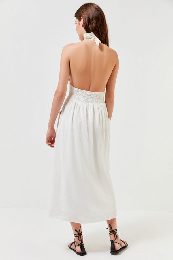 UO Betsey Linen Halter Midi Dress | Urban Outfitters US