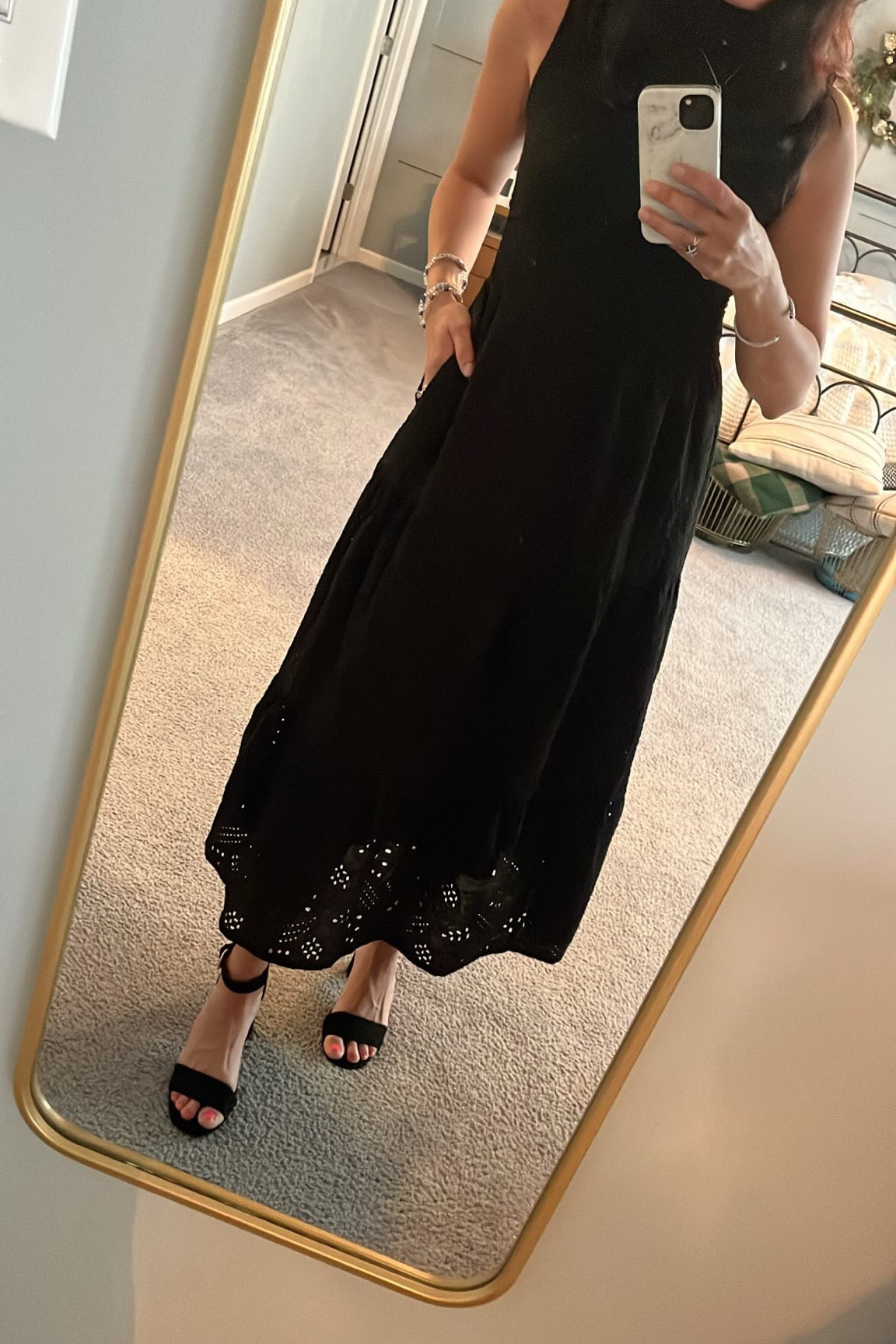 This was the perfect dress for my grandpa’s services. It’s super comfortable, the detail on it is beautiful and it even has pockets. I’m wearing in small 🖤 I linked a similar shoe + the sweater I wore too! 

#LTKFindsUnder50 #LTKSeasonal #LTKSummerEdit