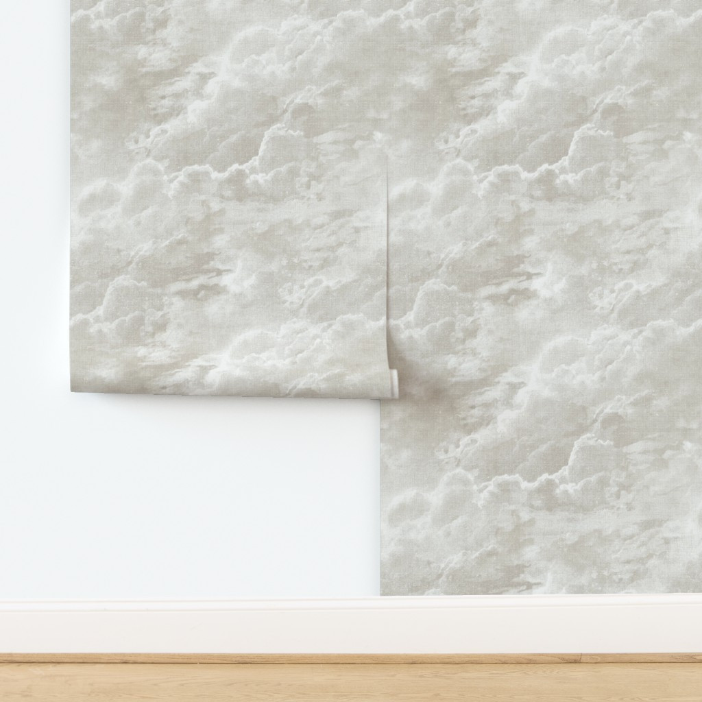 RELAX ON CLOUD 11 - WHITE AND WARM GRAY - LARGE SCALE Wallpaper | Spoonflower | Spoonflower