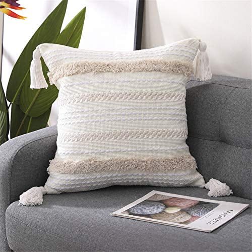 SEEKSEE Boho Cotton Hand-Woven Throw Pillow Covers, 18 x 18 inch Tufted decorativeThrow Pillow Co... | Walmart (US)