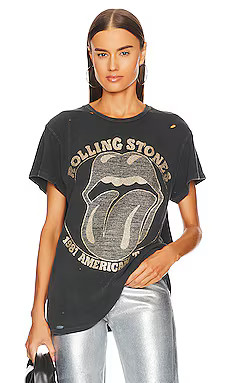 Madeworn the Rolling Stones Destroyed Tee in Coal Pigment from Revolve.com | Revolve Clothing (Global)