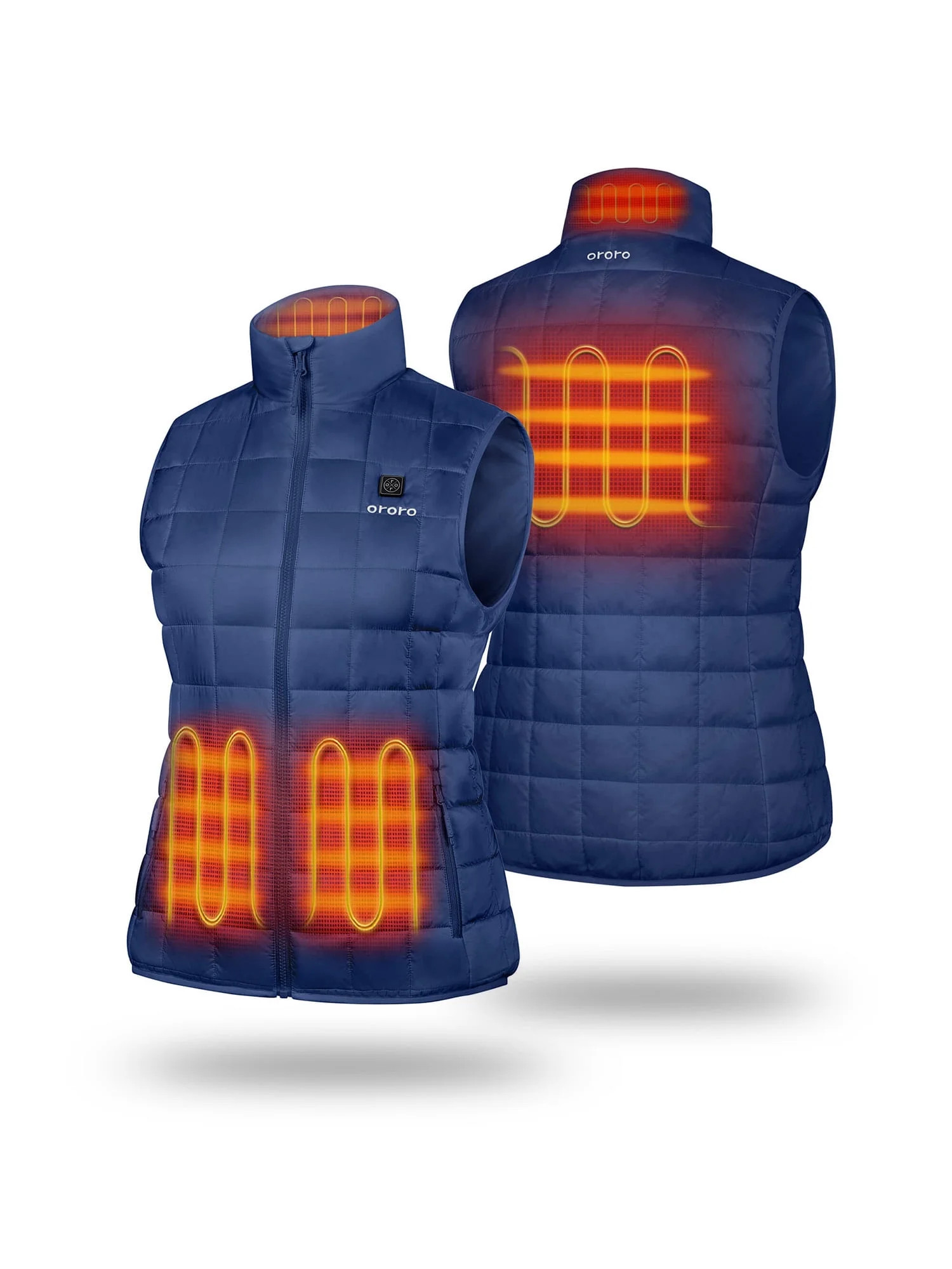 ororo 4-Zone Heated Quilted Vest for Women with Battery, Lightweight Heating Vest (Navy Blue, M) | Walmart (US)