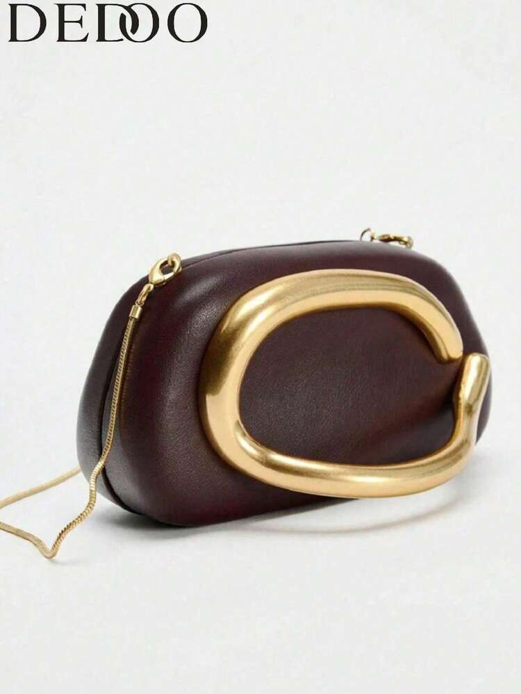 Dedoo Burgundy PU Leather Clutch - Ideal For Valentine's Day, Comfortable & Fashionable, Stylish Handbag, Personalized Gift Choice, 2025 Must-Have Accessory, Distinctive Style Suitable For Various Occasions, Luxurious Quality, Affordable Price, Bags Ladies Elegant | SHEIN
