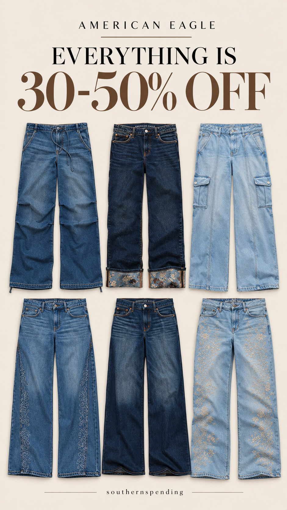 American Eagle sale is 30-50% off everything! Sale ends 9/28/2026
*see exclusions below

Use stackable code: AEFALL30 for an additional 30% off!

I love a statement, fun pair of jeans but the sale includes the classics as well!

Exclusions: Clearance, Giftcards, 3rd Party, Select Apparel & Accessories, Peanuts, NFL/NCAA, Lamine Yamal, AE77, & Aerie) 

 #LTKSaleAlert #LTKMidsize