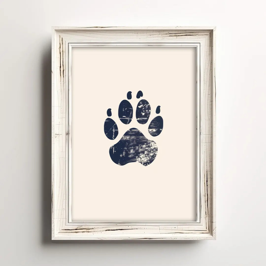 Dog Paw Sketch | Delightful Simple Dog Art | Dog Foot Print Decor | Minimalist Blue Rustic Sketch... | Etsy (US)
