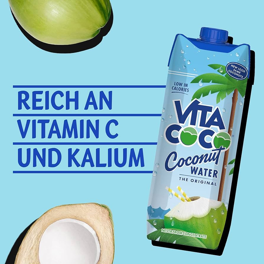 Vita Coco Pures Kokoswasser 6x1L, natürlich hydrierend mit Elektrolyten, glutenfrei, voll mit Vi... | Amazon (DE)