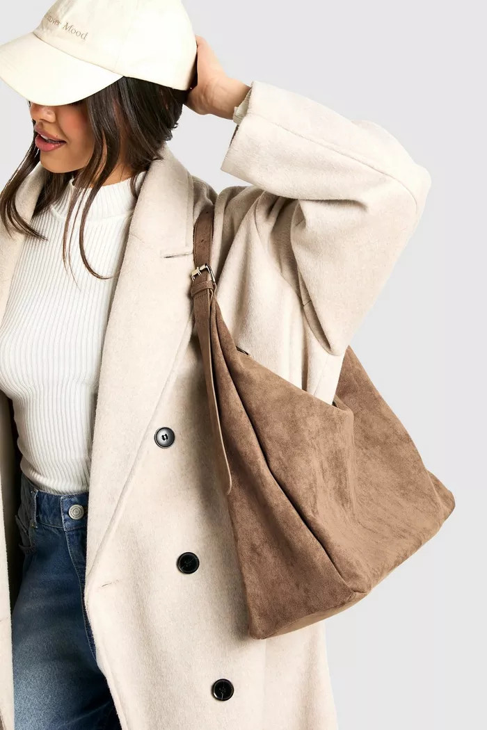 Faux Suede Slouchy Shoulder Bag | Boohoo.com (UK & IE)