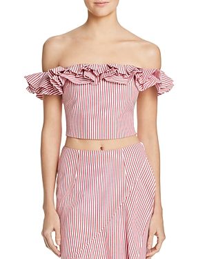 Wayf Anzio Off-the-Shoulder Striped Cropped Top | Bloomingdale's (US)