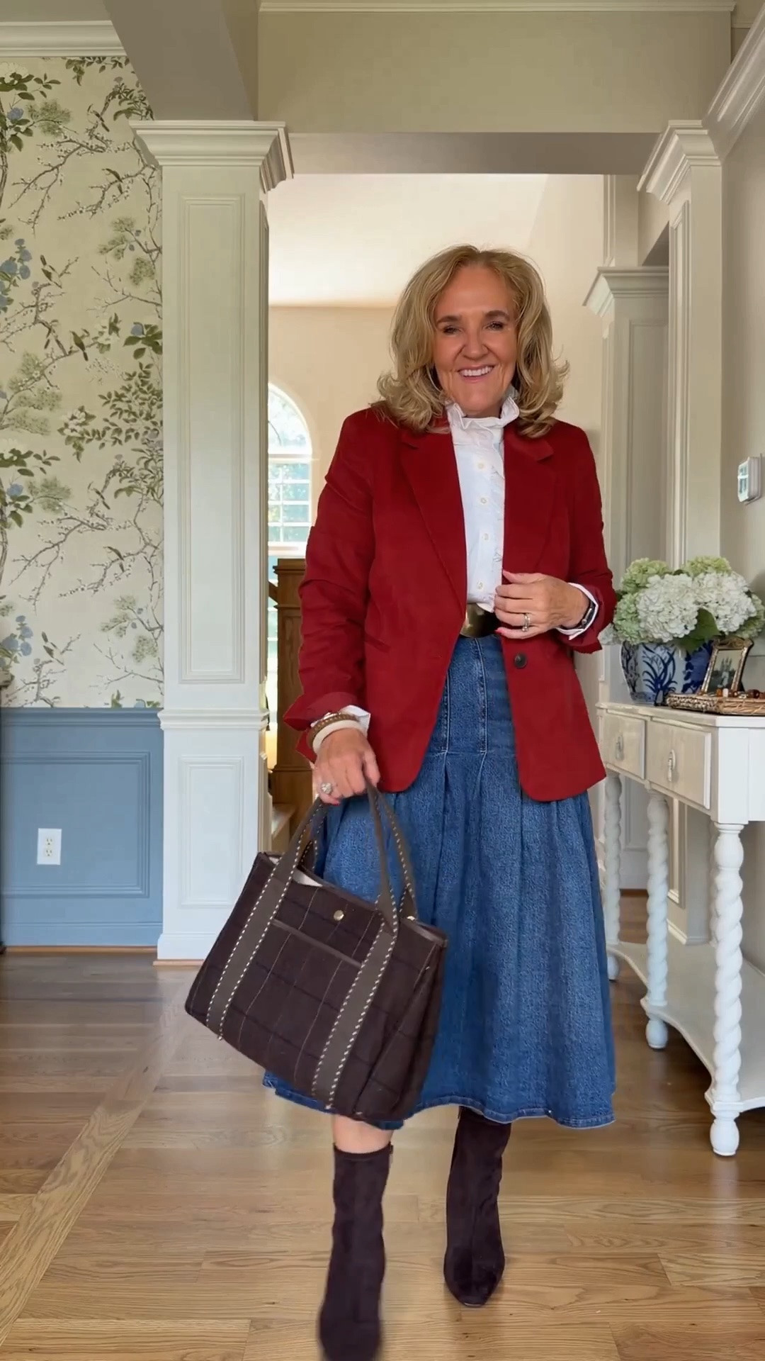 Walmart fashion! Wearing a med/8 in all. The blouse is generous the blazer runs fitted 
Boots I sized up

#LTKOver40 #LTKPetite #LTKootd