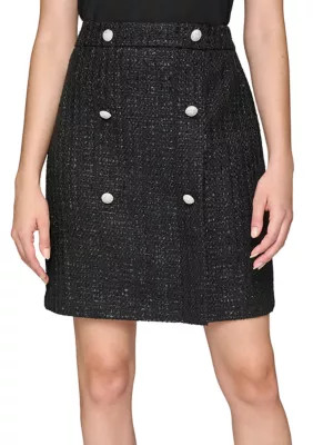 KARL LAGERFELD PARIS Women's Tweed Mini Skirt, Black, 2 | Belk