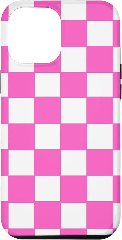 iPhone 12 Pro Max Pink and white checkered classic checkerboard Case | Amazon (US)
