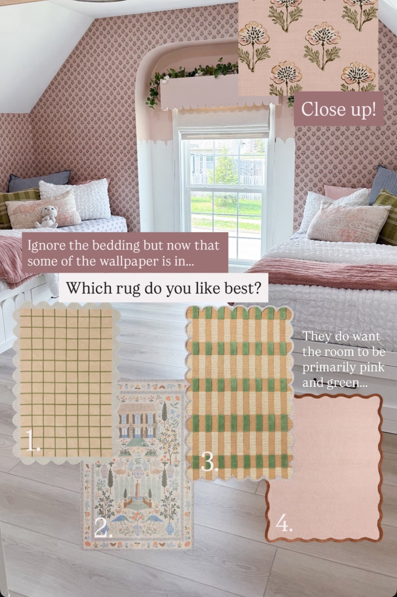 Trying to choose a fun rug for my daughters’ bedroom. The scalloped edges are so cute, I also love how whimsical number 2 is… and then there’s just something about 4 but of course it’s the most expensive. 

#LTKKids