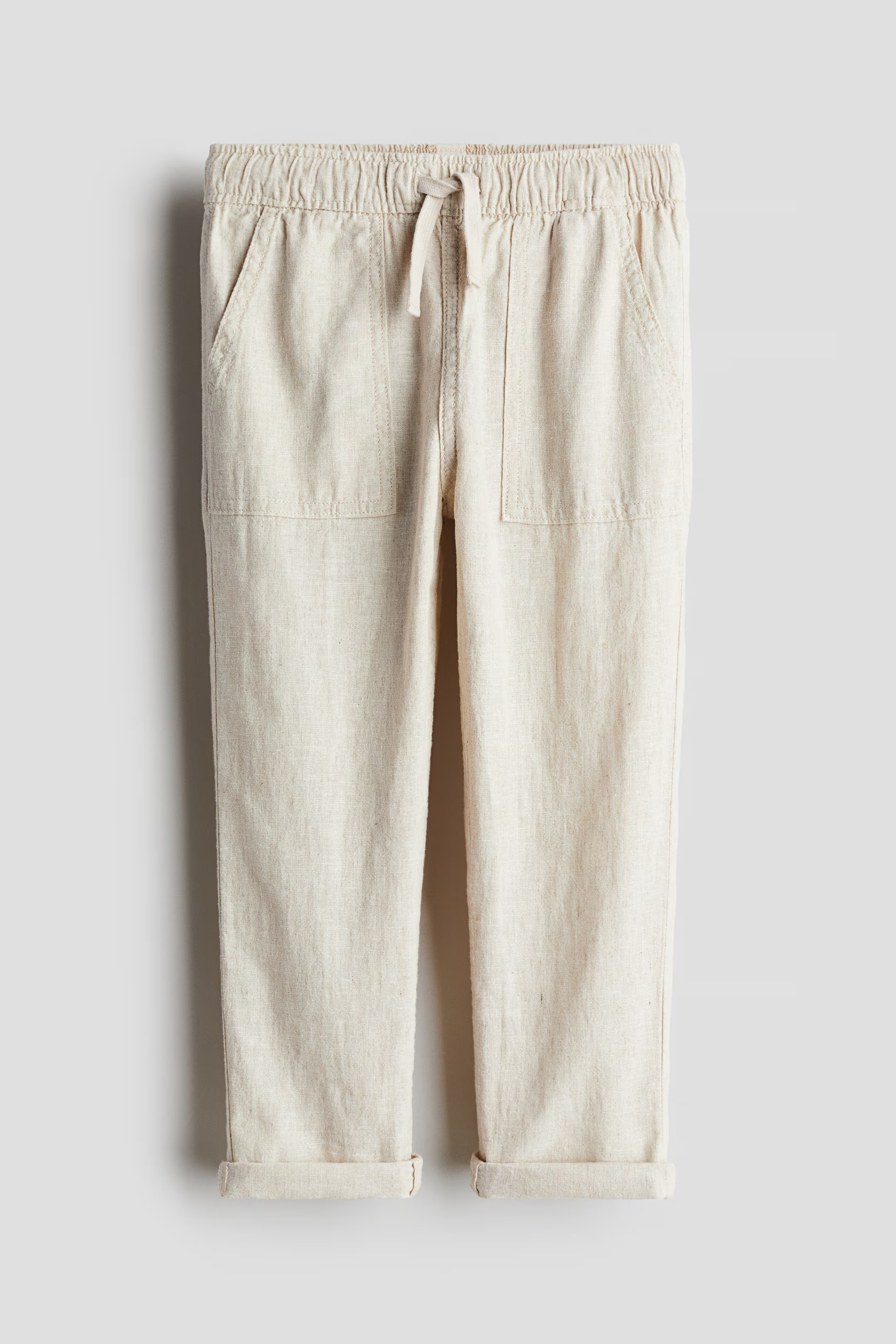 Linen-Blend Joggers - Regular waist - Long - Light beige - Kids | H&M US | H&M (US + CA)