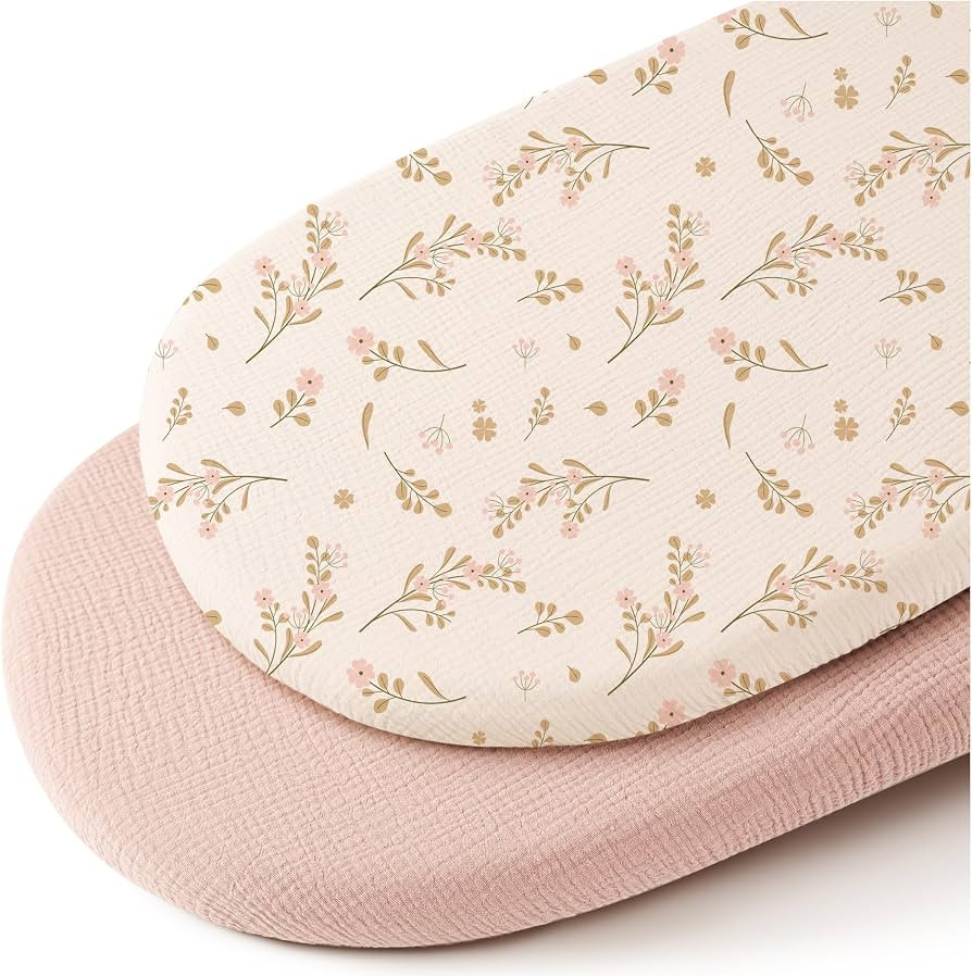 Konssy Muslin Bassinet Sheets for Baby Girl Boy, 2 Pack Soft Breathable Baby Bassinet Mattress Sh... | Amazon (US)