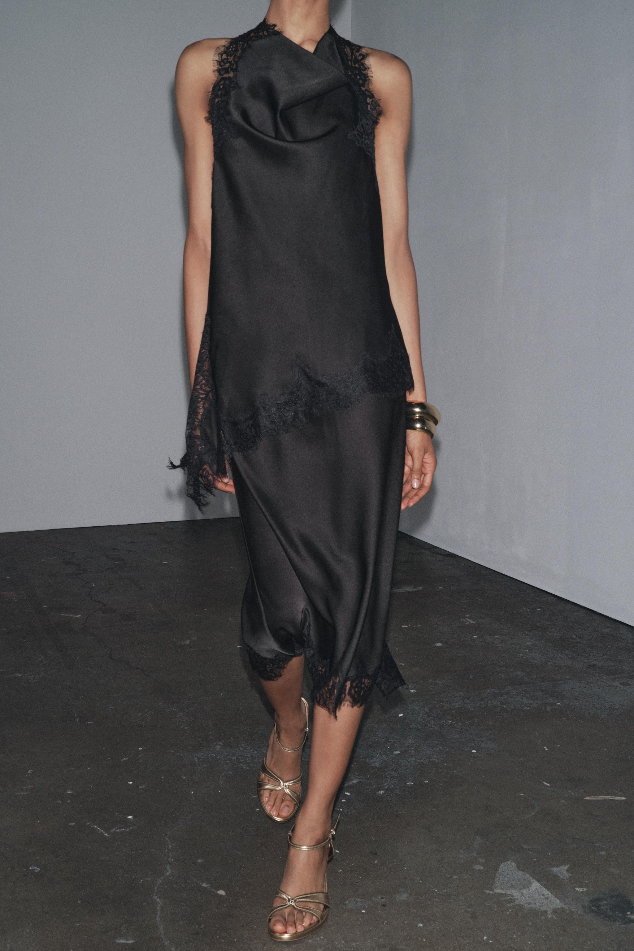 ZW COLLECTION SATIN LACE SKIRT | Zara UK