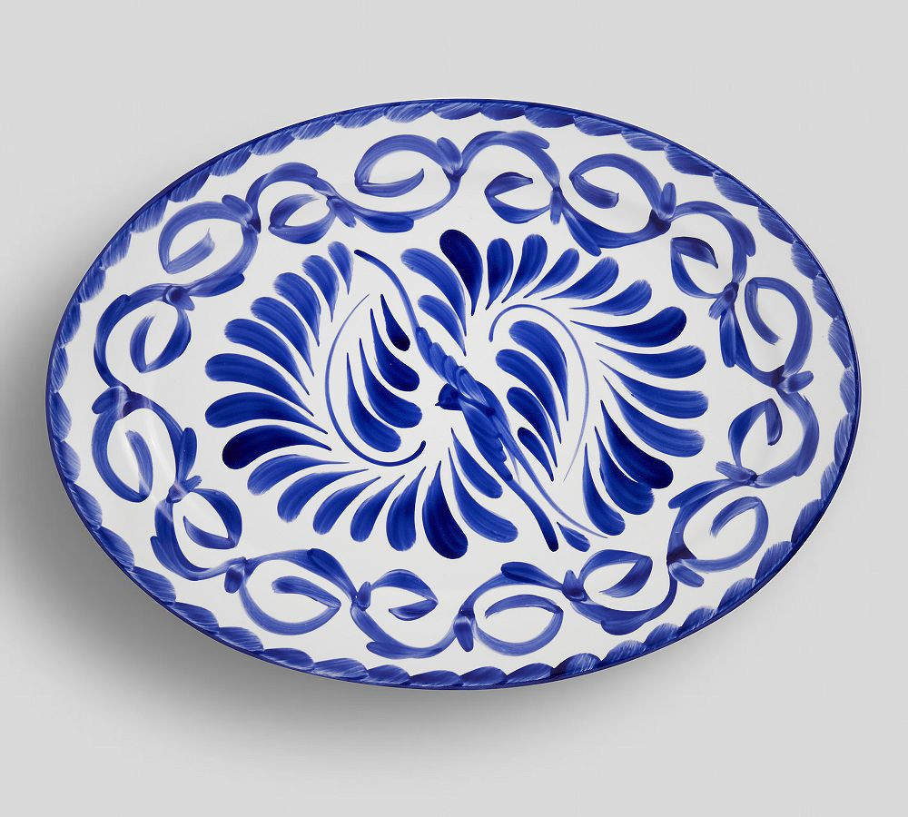 Puebla Porcelain Oval Serving Platter - Blue | Pottery Barn (US)
