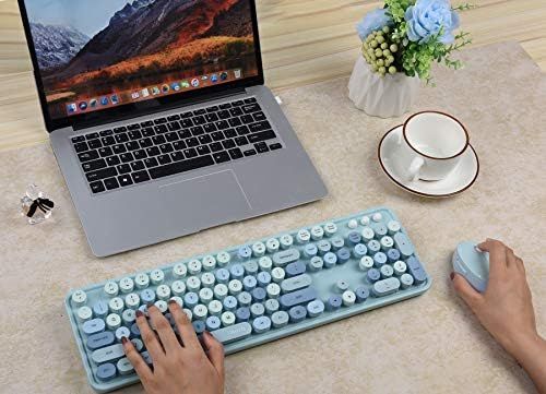 UBOTIE Colorful Computer Wireless Keyboard Mouse Combos, Typewriter Flexible Keys Office Full-Sized  | Amazon (US)