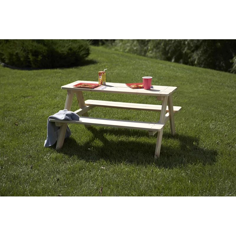 Monestime Kids 3 Piece Solid Wood Rectangular Outdoor Table and Chair Set and Bench | Wayfair North America