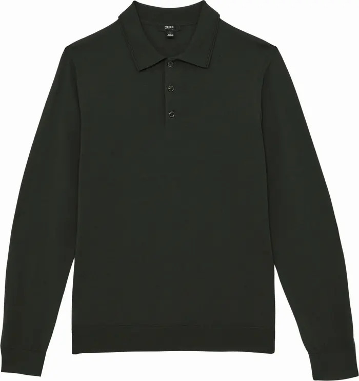 Reiss Trafford Long Sleeve Merino Wool Polo Sweater | Nordstrom | Nordstrom