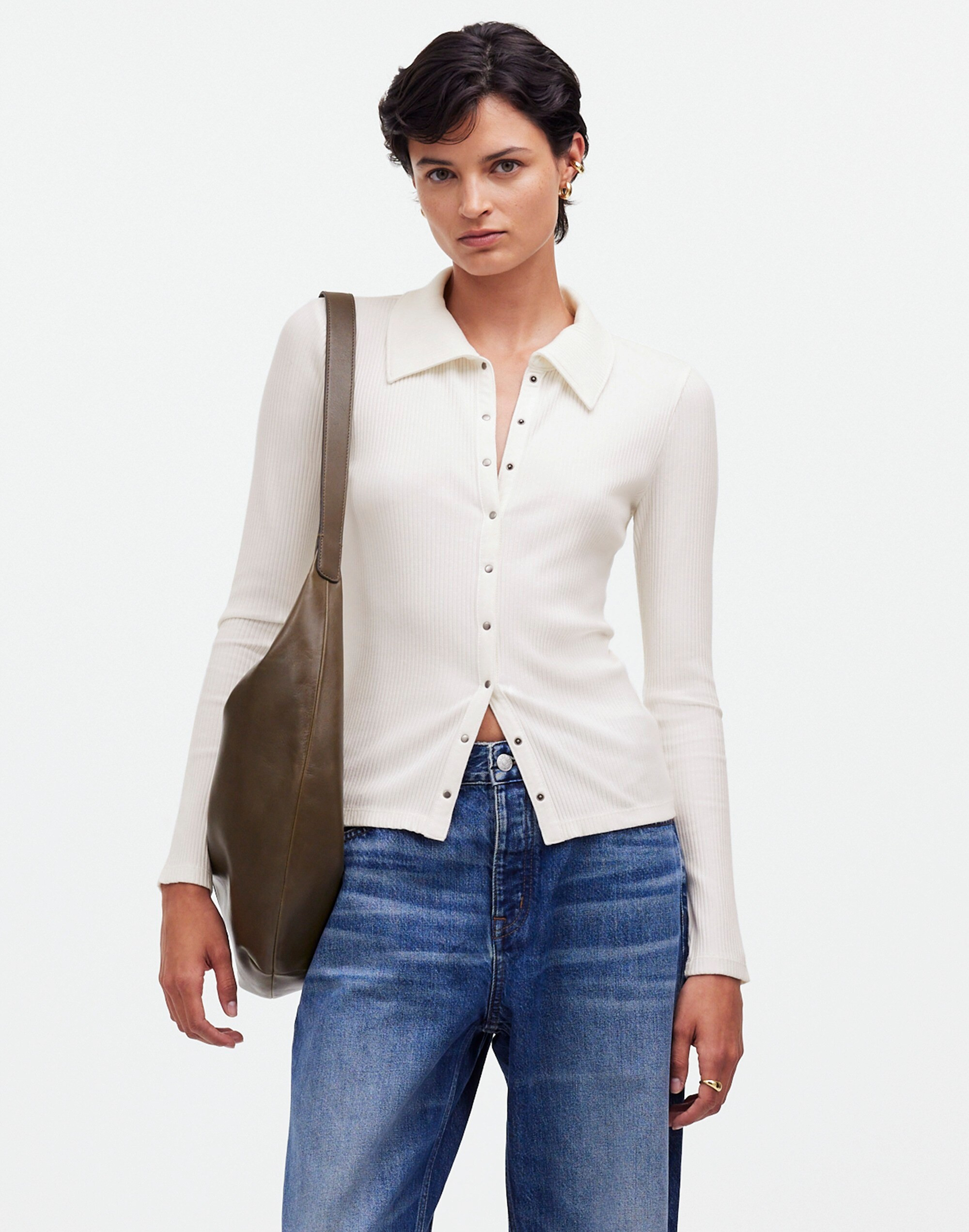 Snap-Front Cardigan Top | Madewell | Madewell