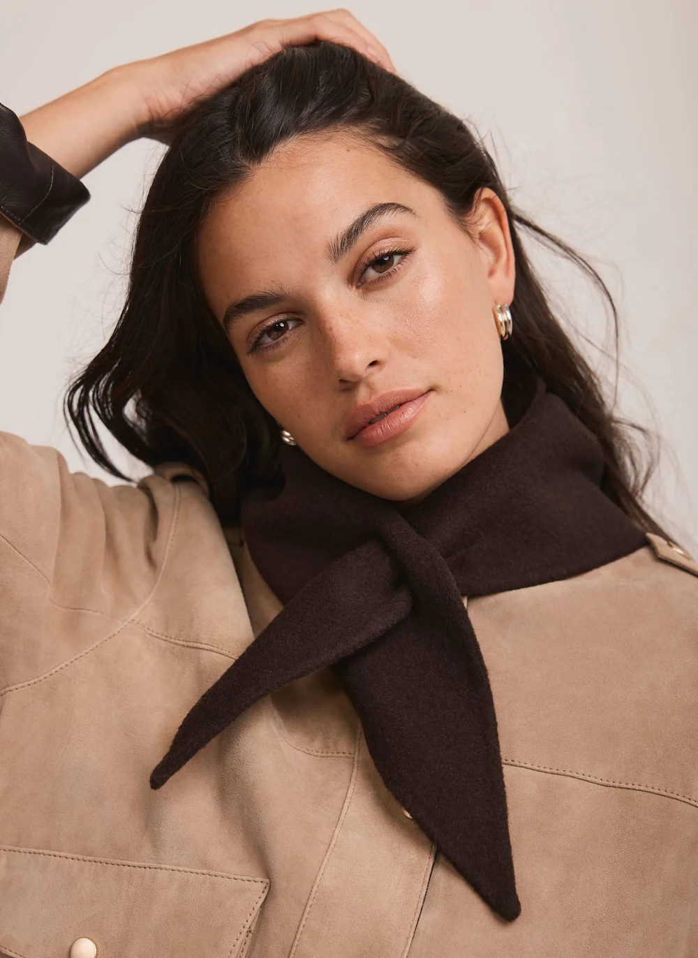 Brown Triangle Wool Neck Scarf | Mint Velvet - US