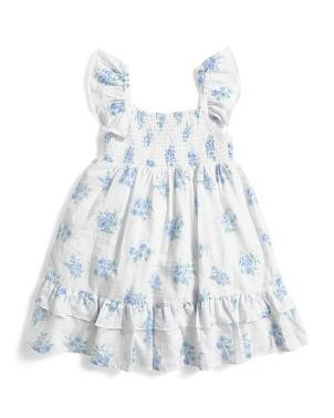 Infant Girls Bow Back Floral Print Dress | TJ Maxx