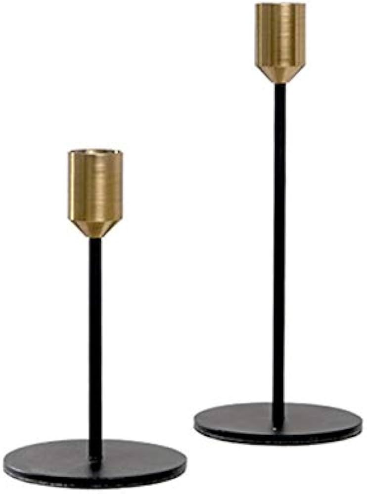 Brass Gold Black Taper Candlestick Holders Wedding Decoration Skinny Candle Holders for Holiday Dinner Party Decoration | Amazon (US)