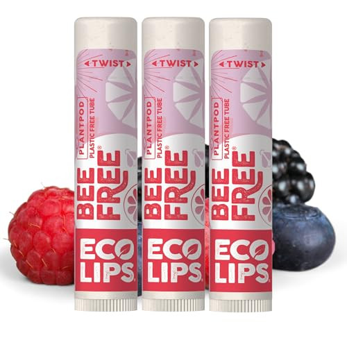 Eco Lips Vegan Superfruit Bee Free Lip Balm Includes Candelilla Wax, Organic Cocoa Butter and Coconut Oil. 100% Plastic-Free Plant Pod Packaging. 3-Pack | Amazon (US)