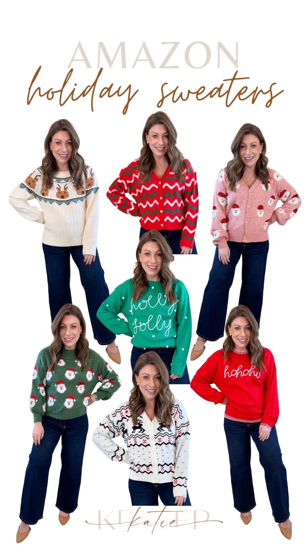 Fun festive holiday sweaters from Amazon! I’m wearing a small in each! 

#LTKootd #LTKHoliday #LTKSeasonal