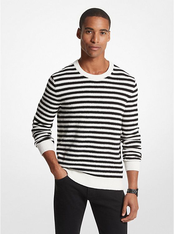 Striped Cotton Blend Sweater | Michael Kors CA