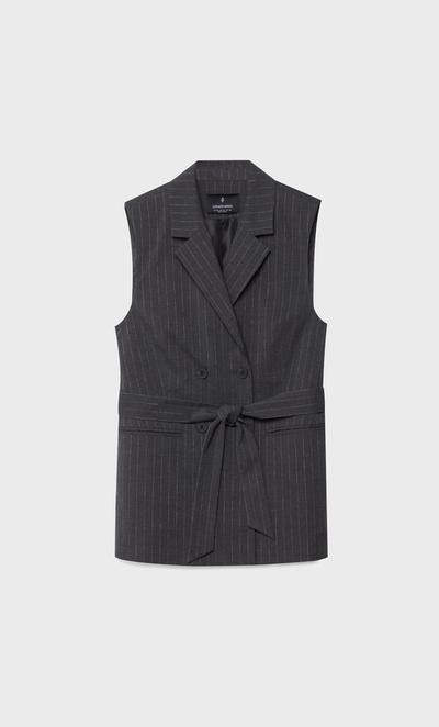 Gilet long avec ceinture - Mode femme | Stradivarius France | Stradivarius (FR)
