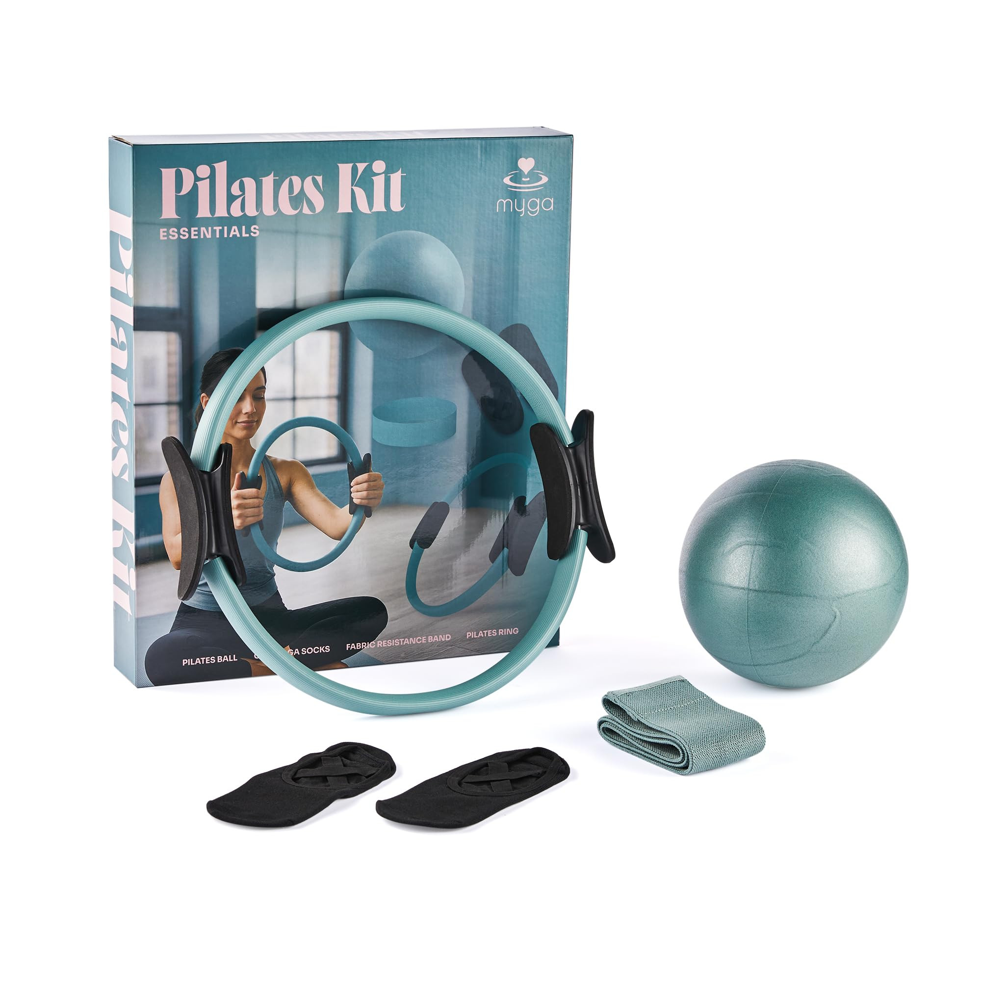 Myga Pilates Ring Set – Pilates Kit with Magic Circle, Anti-Burst Ball, Fabric Resistance Band ... | Amazon (UK)