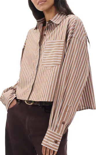 rag & bone Marin Stripe Cotton Crop Button-Up Shirt | Nordstrom | Nordstrom