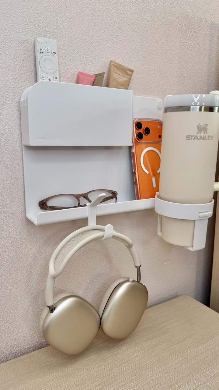 Beside wall organize! Keep everything within reach. Perfect for dorm rooms and small bedrooms and anywhere you need extra storage. 
#LtkHome #homeorganization #wallstorage