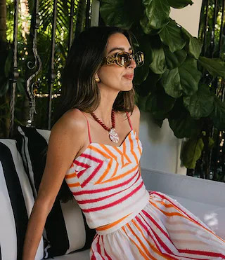 x Stephanie Covington Pamela Stripe Poplin Sweetheart Neck Cropped Coordinating Tank Top | Dillard's